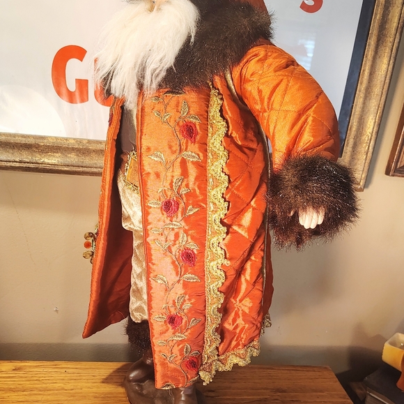 VICTORIAN OLE ST NICK CERAMIC FACE/HANDS QUILTED DUSTY ROSE 21" CHRISTMAS STATUE - Picture 8 of 12